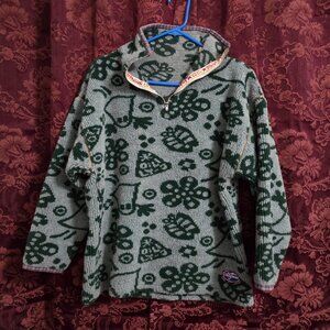 Oilily Women's Teal Sherpa Zip Turtleneck Jacket Women's Size Large